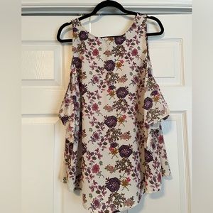 Eyeshadow cold shoulder tie sleeve blouse